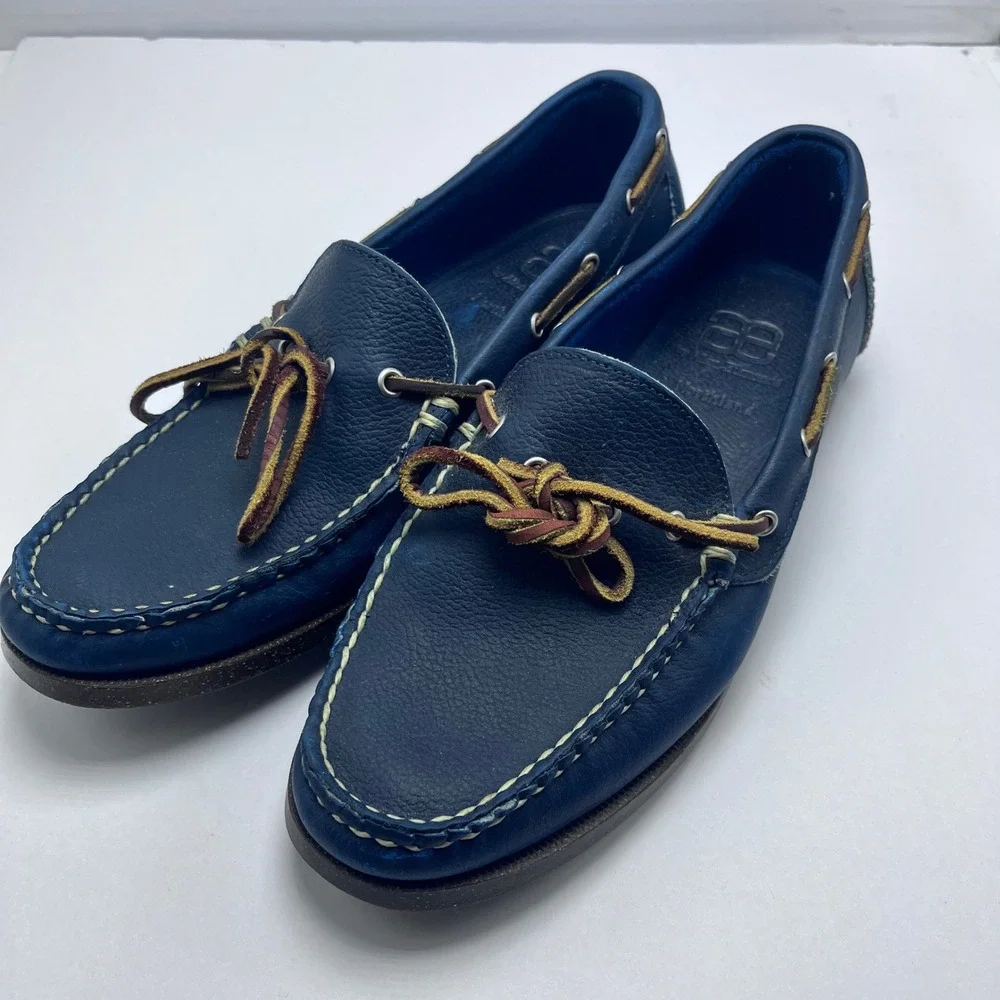 Allen Edmonds Northland Blue Leather Boat Shoes Loafers Mens Sz‎ 9 D 10036